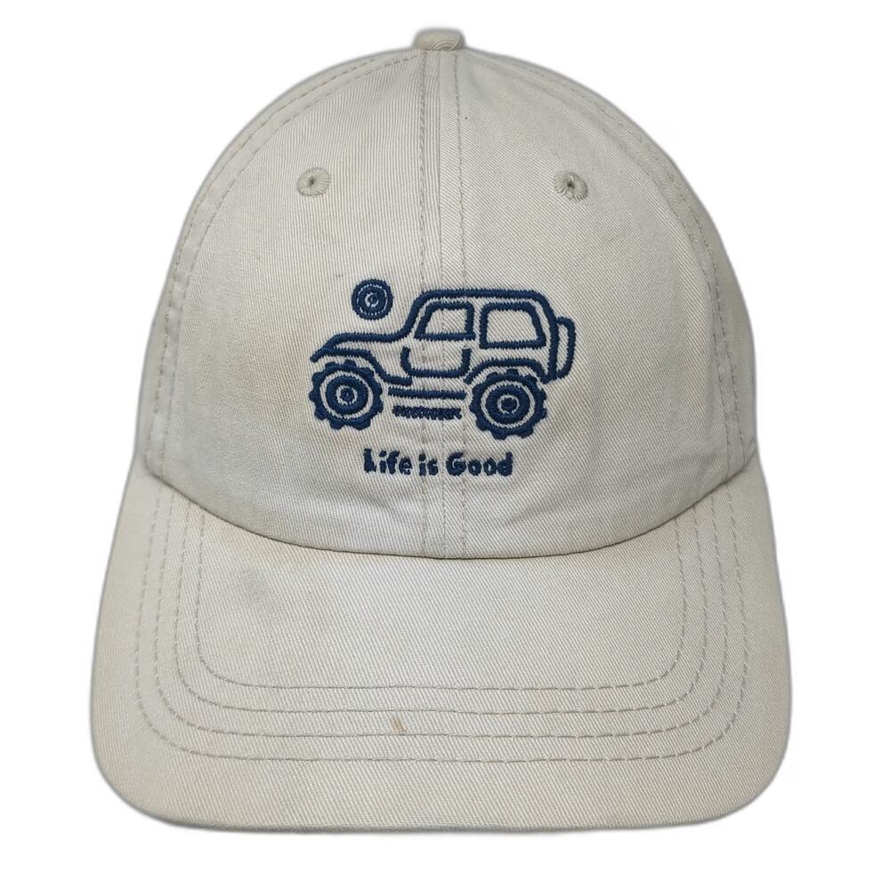 Life is Good Baseball Cap Beige One Size Jeep Off-Road Blue Cotton Slideback Hat